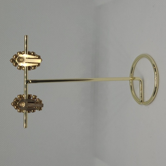 VINTAGE Elegant Gold Tone 80's Amber & Crystal Color Clip-on Earrings - Picture 3 of 14